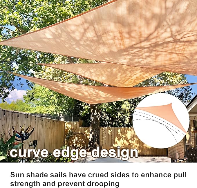 SUNLAX Sun Shade Sail 8' x 10' x 12.8' Peach Fuzz Rectangle Canopy Sail Shade Cover UV Block Permeable Sunshade Outdoor for Patio Backyard Deck Pergola (We Make Custom Size)