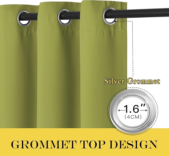 NICETOWN Bedroom Curtain Room Darkening Drapery 102 inches Length - Home Fashion Thermal Insulated Grommet Room Darkening Curtain for Living Room (Fresh Green, 1 Panel, 52 x 102 inches)
