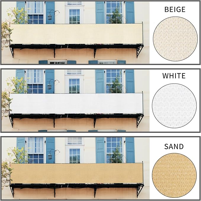 LOVE STORY Balcony Privacy Screen, 2.5'x8' Deck Shield Screen Fence Cover,UV Protection and Weather-Resistant,3 FT Height for Deck, Patio, Backyard, Outdoor Pool, Porch, Railing, White