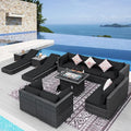 NICESOUL 13 Piece Patio Set with Fire Pit Table, 500 lbs High Weight Capacity Large Outdoor Sectional with Fire Pit & Chaise Lounge, 29.3'' High Back Patio Sectional Deep Seating Grey & Black