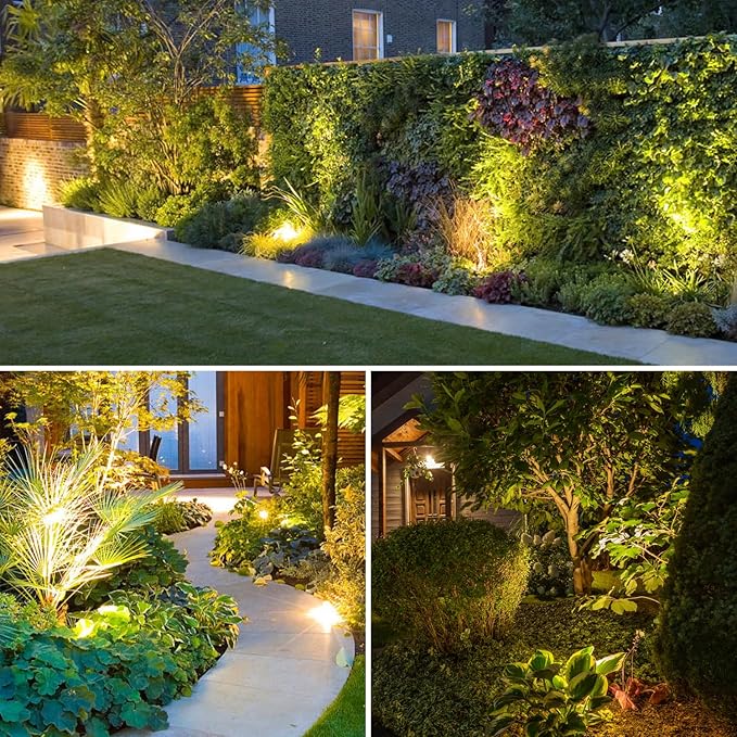 ZYAN Landscape Spotlights with Sensor, 5 Lighting Modes for Brightness Adjustment, Dimmable Timer Auto On Off, Low Voltage Outdoor IP65 Waterproof for Patio Yard Garden Pathway, Warm White (10 Pack)