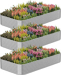 3 Pack Corrugated Galvanized Steel Raised Garden Bed Outdoor, Metal Above Ground Garden Bed for Vegetables and Flowers, Raised Beds for Gardening-4x2FT