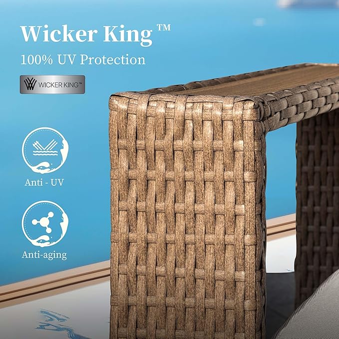2 Pieces Patio Furniture Set,Outdoor Rattan Wicker Armchairs with 10''Ultra-Thick Cushions,All Weather Patio Conversation Set for Lawn Garden Backyard,Beige