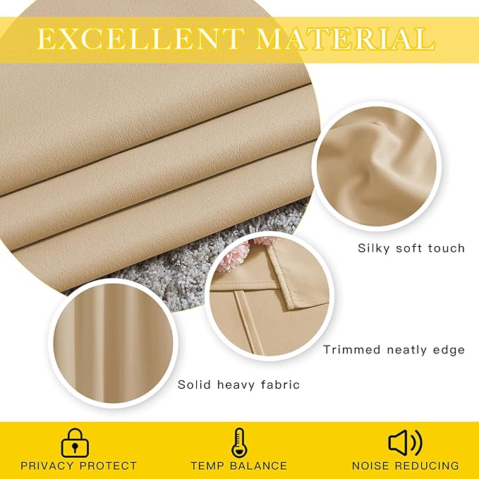 NICETOWN Sliding Door Curtain Window Treatment, Blackout Patio Door Curtain Panels Privacy Thermal Insulated Drapes for French/Patio Door (1 PC, Biscotti Beige, W80 x L95)