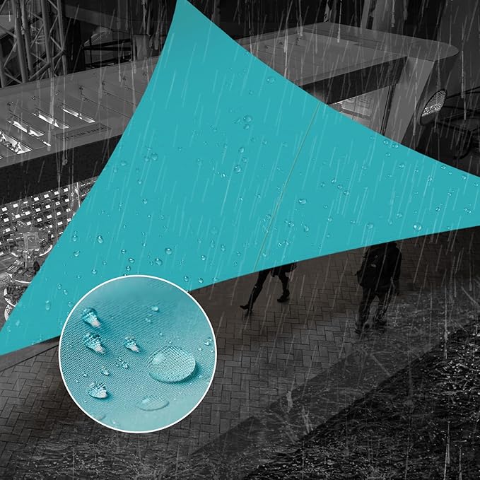 SUNNY GUARD Waterproof Sun Shade Sail 7'x8'x10.6' Turquoise Blue Right Triangle UV Block Sunshade for Backyard Yard Deck Patio Garden Outdoor Activities and Facility(Customized)