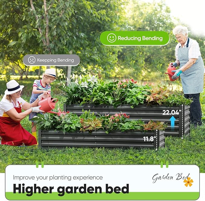 Quictent Raised Garden Bed Galvanized Raised Beds for Gardening Vegetables with Cover 6x3x2 ft Tall Metal Planter Box Outdoor Use (Green)
