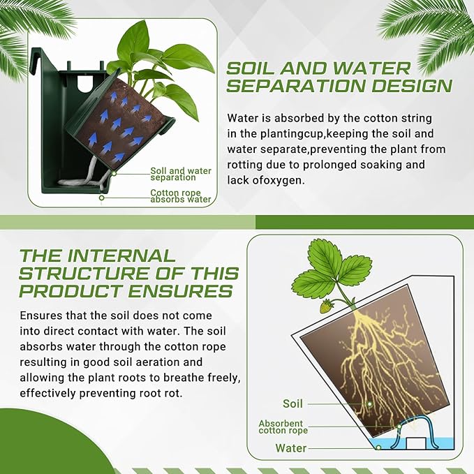 30 Set 60 Pocket Vertical Stackable Wall Planters Kit Outdoor Self Watering Plastic Planter Grow Hang Mount System for Strawberry Flower Vegetable Home Fence Balcony Wall Decor