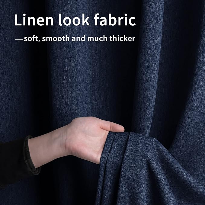 Easy-Going Linen Look Outdoor Curtains Waterproof Windproof Porch Curtains, Soft Thicken Outdoor Privacy Curtains for Patio, Gazebo, Grommet Top and Tab Bottom Drape, 1 Panel, 54x108 inch, Navy