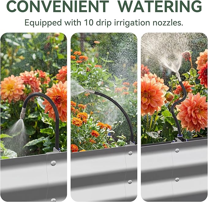 8x4x3 ft Tall Galvanized Raised Garden Bed with Self-Watering System, Elevated Planter Boxes Outdoor, Rectangular Deep Raised Beds for Gardening,Vegetables,Flowers, Backyard, Patio