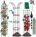 Garden Obelisk Trellis for Climbing Plants Outdoor, 6.6ft Tall Rustproof Coated Metal Plant Support with Garden Twist Tie for Tomato Cucumber Ivy Vines Rose Potted Plant Trellis 1 Pack