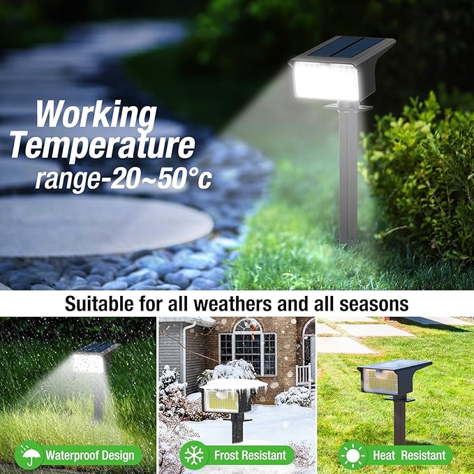 nipify 8 Pack Solar Spot Lights Outdoor - 62 LED Motion Sensor Outdoor Spotlights Waterproof with 3 Modes, Auto On/Off Solar Powered Landscape Lighting for Outside Yard Garden Tree Driveway,Cool White