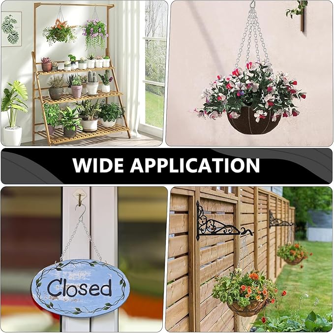 garini 6 Pack, 23 Inch Silver Hanging Baskets Chain, Hanging Chains with Hooks Flower Pot Chain Replacement Plant Hangers for Planters, Bird Feeders and Lanterns