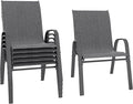 Betterhood Patio Chairs Set of 6, Stackable Outdoor Dining Chairs Set with Breathable Seat Fabric, All-Weather Powder-Coated Metal Frame for Deck, Pool Side and Backyard, 350LBS Capacity