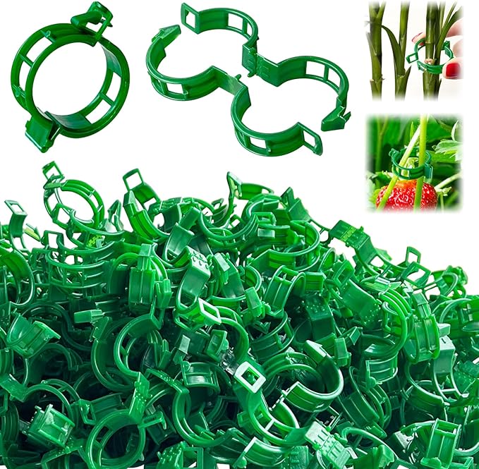 OJYUDD 400 Pcs Tomato Clips,Plastic Vine Clips,Plant Support Clips for Gardening,Climbing Plants,Tomato,Vegetables(Green)