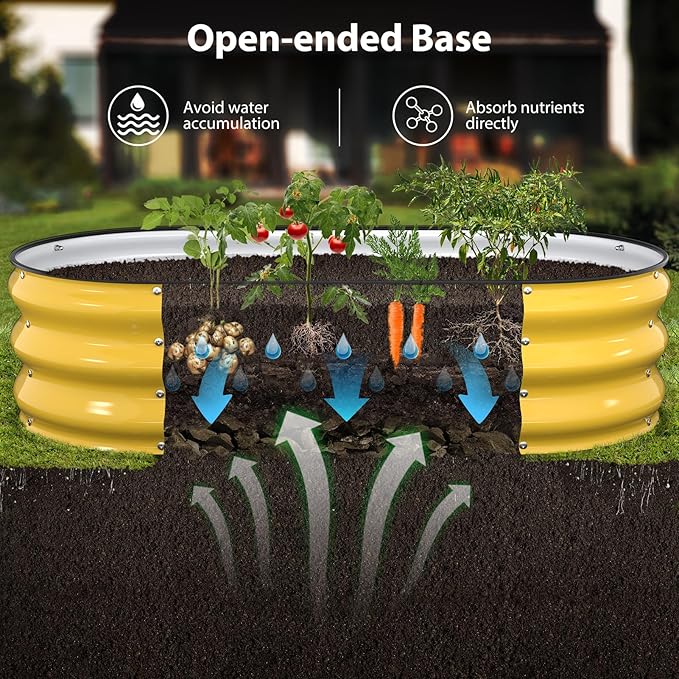 Raised Garden Bed Kit, 4x2x1ft Galvanized Planter Box with Rubber Safety Edging, Metal Garden Beds for Vegetables, Flowers, Herbs, Backyard & Patio (Cream Yellow)