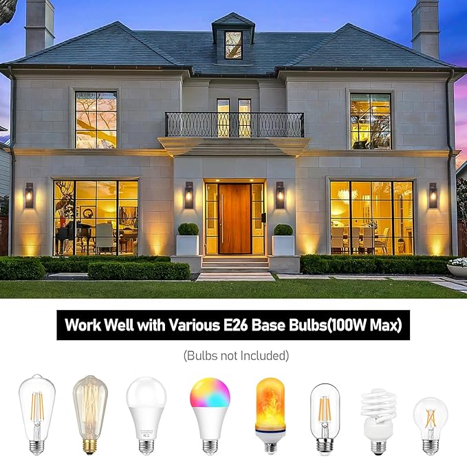 Large Size Outdoor Wall Light Fixtures, Exterior Lighting Fixtures Porch Sconces Wall Mounted, Waterproof Outdoor Wall Lanterns, Outside Lights for House Patio Front Door Entryway, Distressed Brown