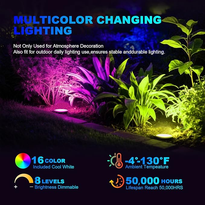 4 Pack 3w 12v Low Voltage In-ground Lights LED Landscape Light Waterproof IP67 Pathway Lights Outdoor spotlights Trees Flags for Garden,Yard,Tree (RGB)