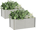 4x2x2ft(2 Pack) Raised Garden Bed Kit, Galvanized Planter Garden Boxes Outdoor, Metal Raised Garden Beds for Vegetables,Fruits, Flower,Silver