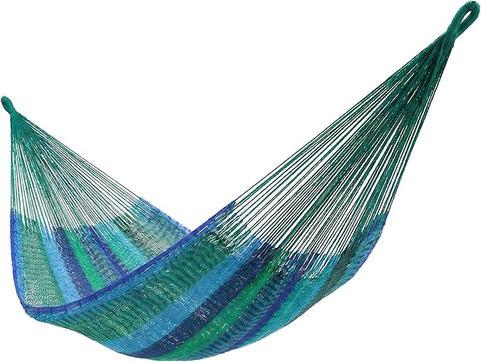 Sunnydaze Handwoven XXL Thick Cord Mayan Double Hammock for Outside - 625-Pound Capacity Heavy-Duty Outdoor Hammock - Tropical Lagoon