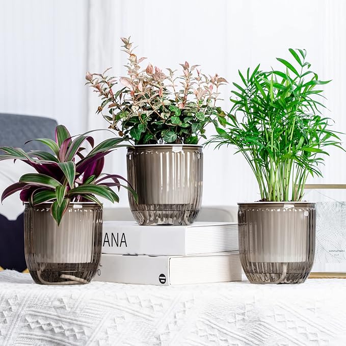 Josteve 4.5 Inch 2 Pcs Self Watering Hanging Planter Indoor Plant Pots Drainage Holes, Outdoor Small Hanging Planters Flower Pot Basket, Visible Water Level, Plant Hanger Home Decor, Gardening