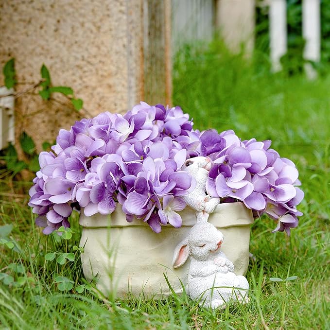 Rabbit Flower Pot Succulent Planter Garden Pots, Easter Decorative Flower Pot,Animal Shaped Cartoon Planter Pots,Art Decorations（with Drainage Hole）