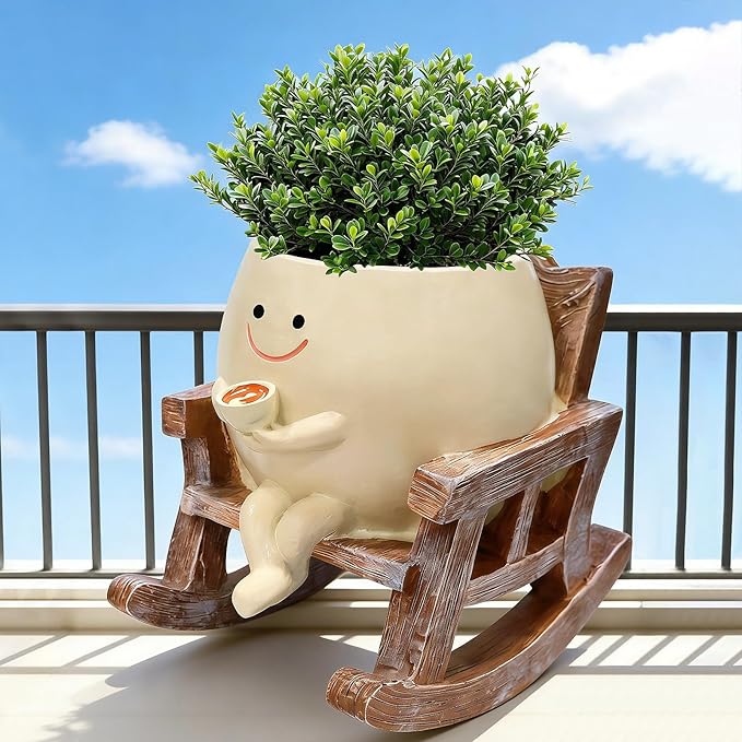 Smiley Face Planter Pot,Cute Plant Pots for Indoor Outdoor with Drainage Hole,Unique Funny Flower Pot for Succulents,Plant Gifts for Mother's Day, Birthday, Christmas