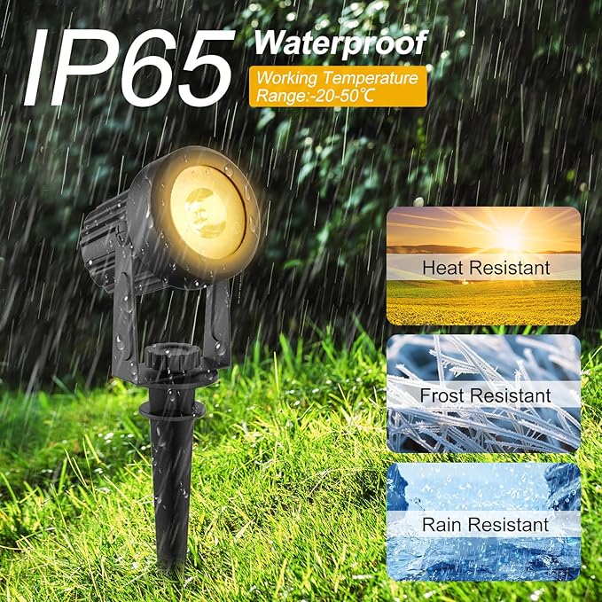 T-SUNUS Solar Spot Lights Christmas 6-in-1 Outdoor Warm White 3000K Landscape Spotlight IP65 Waterproof Separated Panel Spotlights with 9.8ft Cable Auto On/Off for Tree Lawn Driveway Pathway Halloween