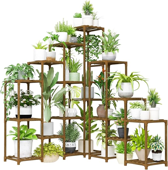 BamWorld Tall Plant Shelf Stand for Large Plants; Indoor/Outdoor Use. Perfect for Living Room, Garden, Balcony