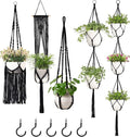 Mkono Macrame Plant Hangers, 5 Pack Different Tiers Indoor Hanging Planters Basket with 5 Hooks Decorative Flower Pots Holder Stand Boho Home Decor, Black