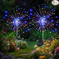 btfarm 2 Pack Solar Garden Lights Outdoor 8 Modes, 120 LED Firework Lights Solar Powered, Waterproof Twinkle Fairy Light Outside for Yard Pathway Lawn Pool Patio Christmas Decorative, Multicolor