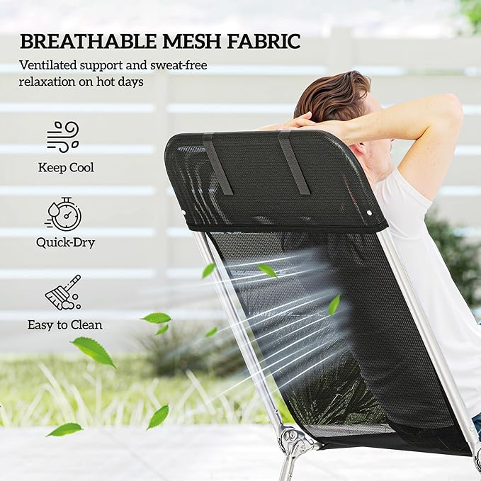 Outsunny Folding Chaise Lounge Chair, Pool Sun Tanning Chair, Outdoor Lounge Chair with Reclining Back, Breathable Mesh Seat, Headrest for Beach, Yard, Patio, Black
