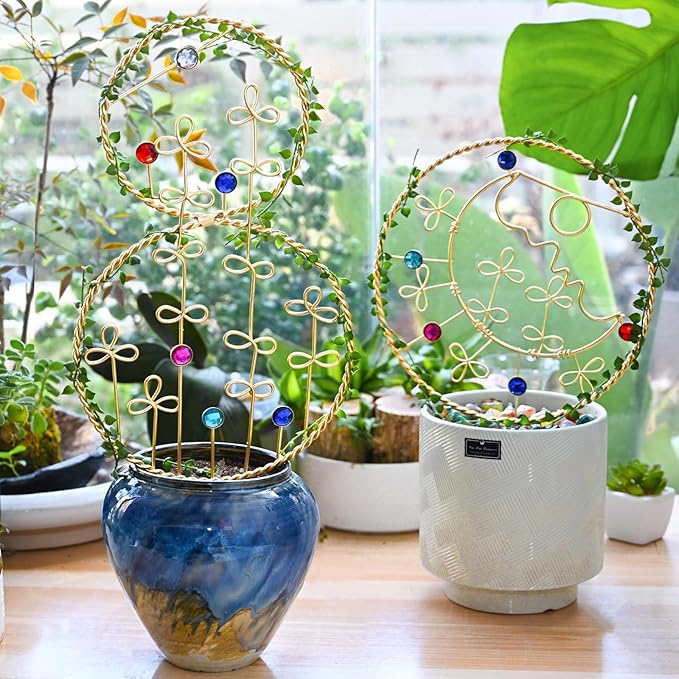 2PCS Hoya Trellis Plant Support Indoor Metal Frame Unique Trellis for Climbing Plants Potted Hoya Pots Small Houseplant Vine Support for Plant Lovers Home Decor