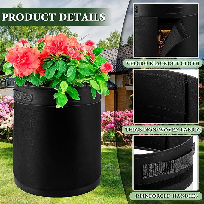 3 Pack 15 Gallon 360° Visibility Potato Grow Bags with Shading Flap, Plant Grow Bags for Growing Potatoes Heavy Duty Thickened Nonwoven Fabric Gardening Vegetable Growing Bags with Harvest Window
