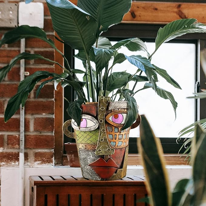 Abstract Face Planters Pots Head,Unique Head Planter for Indoor Plants,Funny Face Flower Pot,Colorful Plant Pots for Outdoor Garden Decor and Home Art Decoration(Classic)