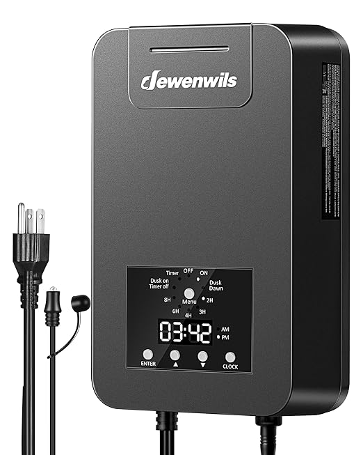 DEWENWILS 300W Low Voltage Landscape Transformer, Outdoor Low Voltage Transformer with Photocell Sensor & Timer, 120V AC to 15V DC, Landscape Lighting Transformer for Spotlight Garden Light Steplight
