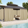 Gazebo Curtains Outdoor Waterproof 6 Panels - Windproof, Privacy, Weatherproof Outside Drapes for Patio Pergola Porch, Grommet Top and Tab Bottom Drape, 110x84 Inch, Cream