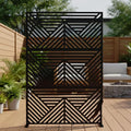 Casaphoria Metal Privacy Screen Outdoor, 72" H x 47" W Freestanding Decorative Privacy Screen for Patio Deck Balcony Garden with Stable Base, Black Zodiac