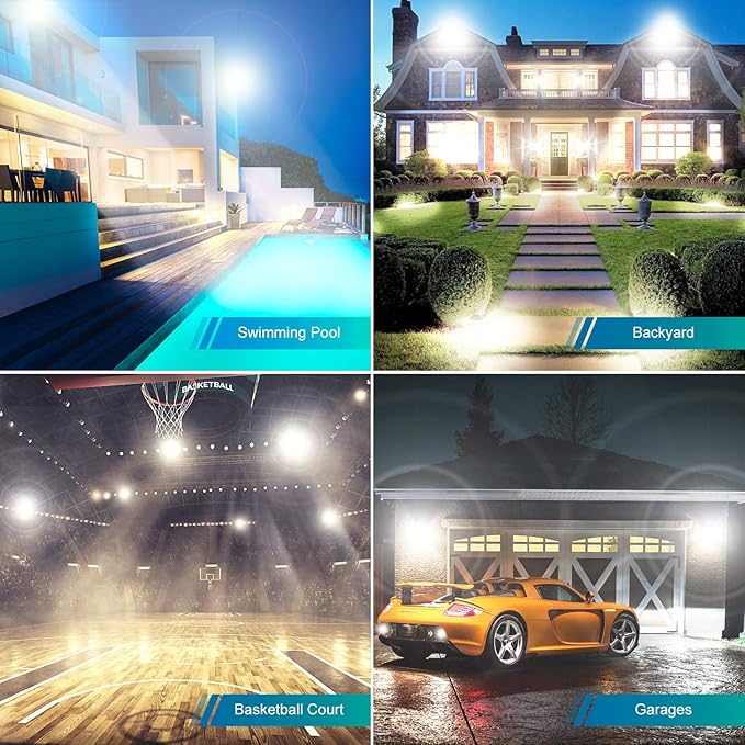 USTELLAR 3 Pack 80W LED Flood Lights Outdoor Hardwired Bright 800W Equiv. 24000LM Security Light Outside Lamp IP66 Waterproof 5000K Daylight White Spot Light Exterior Floodlight for Backyard House