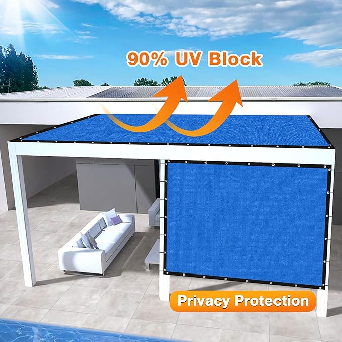 Artpuch Outdoor Pergola Shade Cover 9' X 11' Sun Shade Cloth with Grommets, 90% UV Protection Canopy Patio Privacy Screen (Customized Available) GN107, Blue