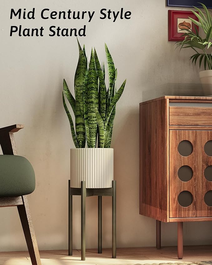 Adjustable Plant Stand Indoor, Bamboo Plant Stand Fits 8 9 10 11 12 Inches, Small Corner Planter Holder for Indoor Plants, Single Floor Plant Stands for Living Room Balcony, Tea Brown Tall