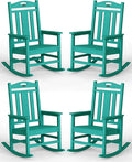 Ciokea Oversized Outdoor Rocking Chairs Set of 4, 380lbs Heavy-Duty Large Patio Rocker, High Back Cozy Porch Chairs, Weather Resistant Patio Rocking Chairs for Outside, Fire Pit, Deck, Aruba Blue
