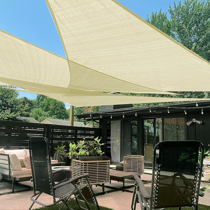 LOVE STORY Custom Size 12'x18'x21.6' Butter Cream Sun Shade Sail Right Triangle Sunshade Fabric Awning Canopy for Patio Backyard Carport Pergola (Customized)