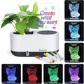 Self-Watering Plant Pot with LED Note Board & 7 Colors Pen, Led Acrylic Message Board with Plant Pot,Dog Board Night Light with Planting Pot for Christmas/Thanksgiving/Gifts(No Plant&Seed)