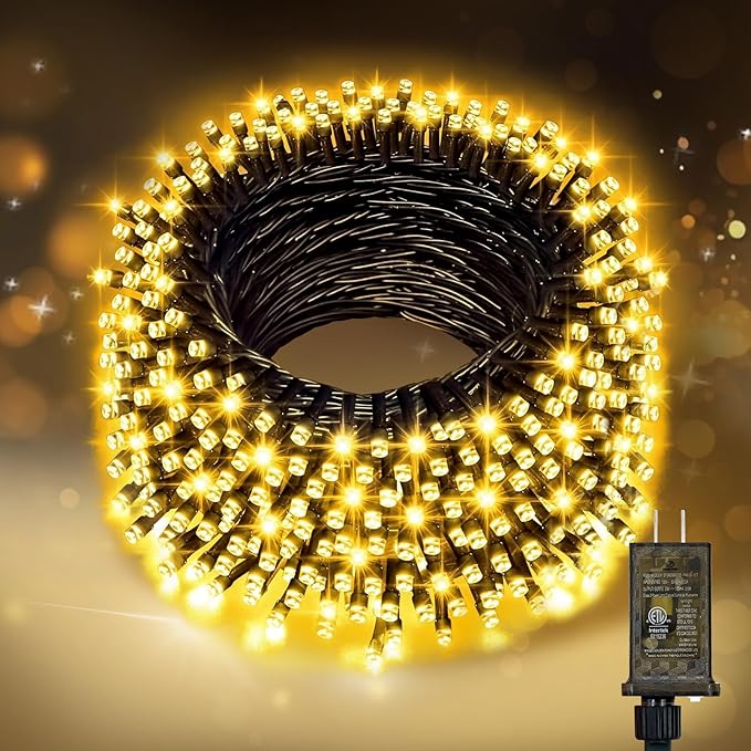 Nisocy 200 LED Christmas Connectable String Lights Outdoor Waterproof – Warm White Fairy Lights with Plug, Tree Lights for Patio, Garden, Bedroom, Wedding, Party, Decor (66FT)