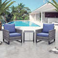 Belord Outdoor Bistro Set 3 Piece Outdoor Wicker Patio Chairs, Oversize Outdoor Rattan Seating Set, All-Weather Chairs Wicker Furniture with Metal Side Table and Water-Resistant Cushion for Outside