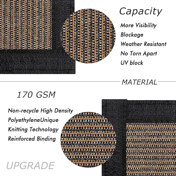 UPGRADE Privacy Fence Screen 3'x31' Brown Outdoor 90% Visibility Blockage 170 GSM Mesh Shade Cover Panels for Backyard,Balcony,Home Decoration with Zip Ties,Customized Avaliable