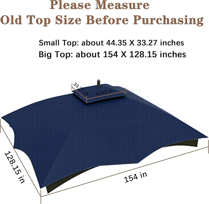 SCOCANOPY Ripstop Replacement Top for Lowe's Allen Roth 10X12 Gazebo Model #GF-12S004B-1/ GF-12S004BTO/TPGAZ17-002C，(Navy Blue)