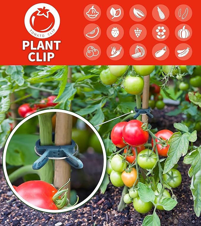 Sago Brothers 80 PCS Plant Clips Garden Clips for Tomato Cage, Tomatoes Clips Plant Support Clips for Bamboo Stakes, Climbing Plants, Vines, Gentle Plant & Flower Trellis Clips for Plant Stalks, Stems