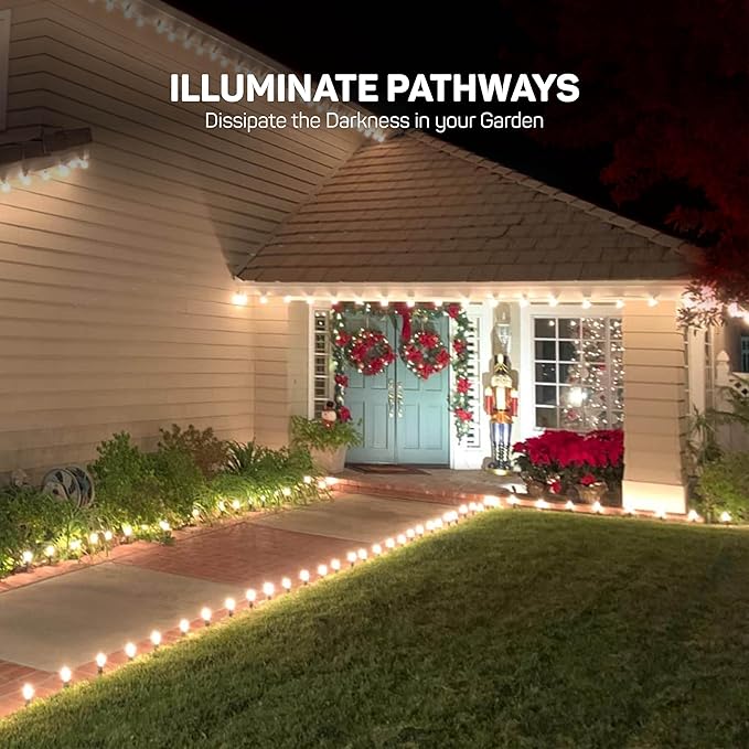 Christmas Light Yard Stakes [Set of 100] Outdoor Light Stakes - 8.5" Tall - Universal Christmas Pathway Lights On Yards, Driveways - Christmas Yard Stakes - USA Made
