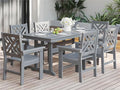 7-Piece Outdoor Dining Set, HDPE All-Weather Patio Table and Chairs Set for 6, Outdoor Patio Furniture Sets with Umbrella Hole for Outside, Deck, Backyard, Garden (Grey)